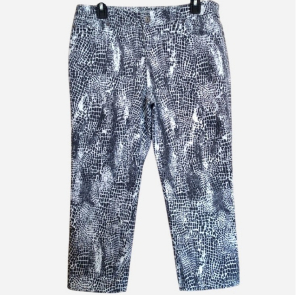 Chico's Platinum Denim Crocodile Print Crop Jeans